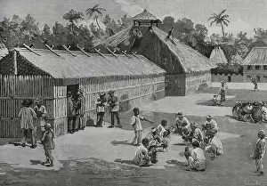 Crouching Prints: Natives of the countryside training the fighting cocks