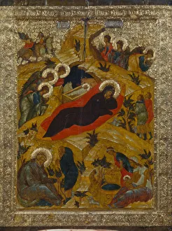 Northern School Prints: The Nativity, 1497. Artist: Russian icon