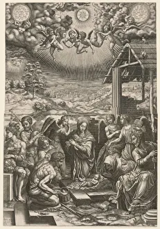 The Nativity, 1553. Creator: Giorgio Ghisi (Italian, 1520-1582); Hieronymus Cock The Nativity, 1553. Creator: Giorgio Ghisi (Italian, 1520-1582); Hieronymus Cock