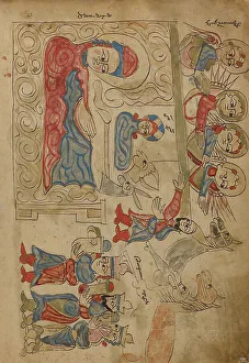 Presents Prints: The Nativity and The Adoration of the Magi; Gospel Book, 1386. Creator: Unknown