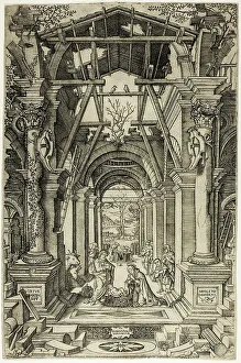 Da Modena Nicoletto Prints: The Nativity and the Adoration of the Shepherds, c.1512. Creator: Nicoletto da Modena