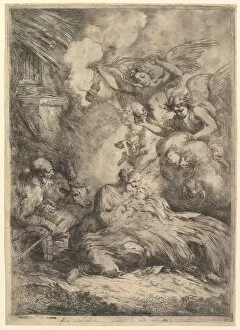 Bartolomeo Biscaino Collection: The Nativity with Angels, 1650-57. Creator: Bartolomeo Biscaino