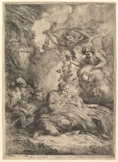 Biscaino Bartolomeo Prints: The Nativity with Angels, 1650-57. Creator: Bartolomeo Biscaino