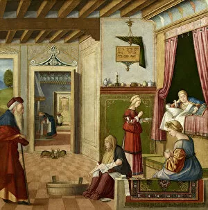 Birth Of The Virgin Gallery: The Nativity of the Blessed Virgin Mary, ca 1502-1504. Creator: Carpaccio, Vittore (1460-1526)