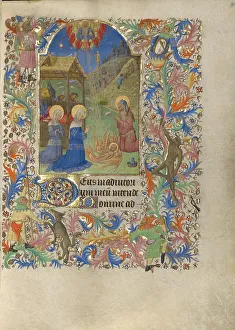 Flute Player Prints: The Nativity; Book of Hours, about 1420. Creator: Spitz Master