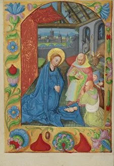 Miniatures Painting Prints: The Nativity; Book of Hours, early 16th century. Creator: Unknown