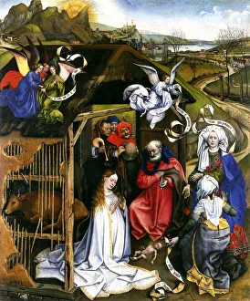 Campin Prints: Nativity, c. 1425. Artist: Campin, Robert (ca. 1375-1444)