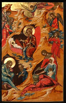 Magi Prints: The Nativity of Christ, 18th century. Artist: Russian icon