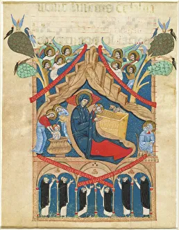 Dominican Prints: The Nativity with Six Dominican Monks, 1265/1274. Creator: Master of Imola