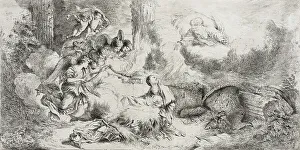 Il Grechetto Prints: The Nativity with God the Father and Angels