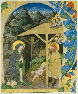 Manger Prints: Nativity in an Initial H, 1430/40. Creator: Giovanni di Francia