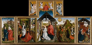 Tempera And Oil On Wood Collection: The Nativity, mid-15th century. Creator: Workshop of Rogier van der Weyden (Netherlandish