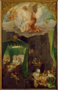 Birth Of The Virgin Gallery: The Nativity of the Virgin, ca 1521. Artist: Huber, Wolf (1480 / 5-1553)