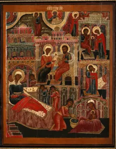 Birth Of The Virgin Gallery: The Nativity of the Virgin, End of 17th cen.. Artist: Russian icon