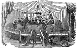Naturalists dining inside a model of a dinosaur, Crystal Palace, Sydenham, New Years Eve, 1853