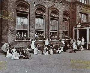 Seed Prints: Nature class in the playground, Albion Street Girls School, Rotherhithe, London, 1908
