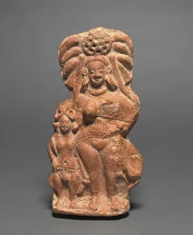 Nature Divinity (Yakshi) with Dwarf Hermaphrodite, c. 100 BC. Creator: Unknown