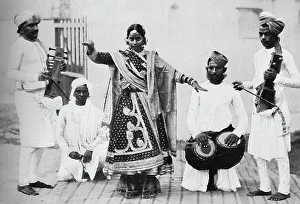 Nautch Prints: Nautch girl with musicians, 1902. Artist: Kapp & Co