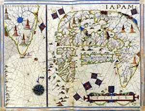 Chart Prints: Nautical chart of Japan and Korea, 1568. Creator: Vaz Dourado, Fernao (c. 1520-c. 1580)