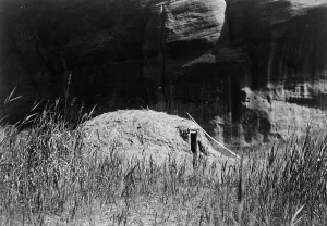 First Nations Prints: Navaho hogan in Cañon del Muerta, c1906. Creator: Edward Sheriff Curtis