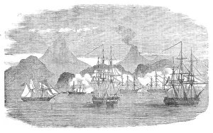 Forts Prints: Naval Attack on the Russian Fort of Petropaulovski, 1854. Creator: Unknown
