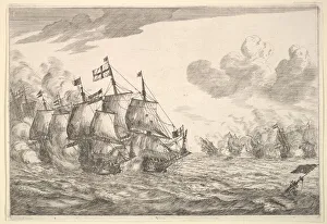 Nooms Prints: Naval Battle, 17th century. Creator: Reinier Zeeman
