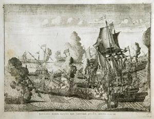 Apraxin Gallery: The naval Battle of Gangut on July 27, 1714, 1715. Artist: Zubov