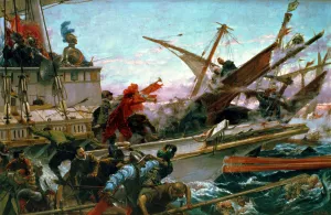 Juan Prints: Naval battle of Lepanto, battle waged in 7th October 1571 when John of Austria was the commander
