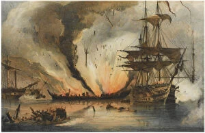 Wave Collection: The Naval Battle of Navarino on 20 October 1827. Artist: Reinagle, George Philip (1802-1835)