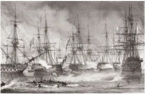 The Naval Battle of Navarino on 20 October 1827, 1828. Artist: Reinagle, George Philip (1802-1835)
