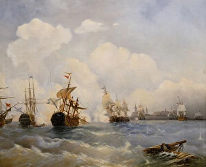 The naval Battle of Reval on 13 May 1790, 1860s. Artist: Bogolyubov, Alexei Petrovich (1824-1896)
