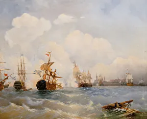 Great Northern War Collection: The naval Battle of Reval on 13 May 1790, 1860s. Artist: Bogolyubov, Alexei Petrovich (1824-1896)