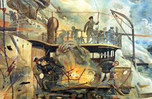 Naval battle between Russian and Japanese fleets, Russo-Japanese War, 1904-5