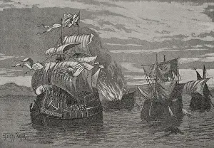 Naval battle of Sant Feliu de Guixols, 1285, (1890). Creator: Joan Serra y Pausas