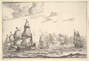 Naval Collection: Naval Battle Scene, 17th century. Creator: Reinier Zeeman