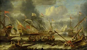Carracks Prints: Naval Battle In Turbulent Waters, 1652. Creator: Peeters, Catharina (1615-after 1676)