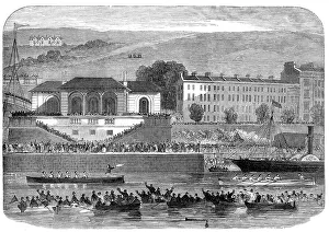 Smyth Prints: Naval boat-race in Cork Harbour, 1865. Creator: Smyth