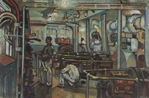 Fleet Prints: Naval dynamo room. Inside the Ship, 1940. Creator: Bucci, Anselmo (1887-1955)