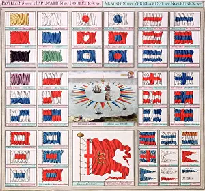 Naval ensigns and pennants, c1693. Creator: Unknown