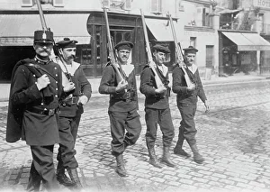 Optimism Prints: Naval recruits police, Paris, between c1914 and c1915. Creator: Bain News Service