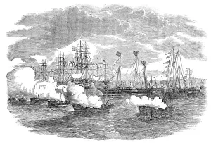 Gunboat Prints: The Naval Review: the Signal for the Gun-Boat Attack, 1856. Creator: Ebenezer Landells