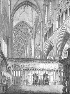 The Nave, Westminster Abbey, looking West from St. Edwards Chapel, 1845. Artist: John Jackson