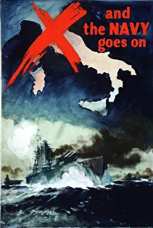 Italy Europe Prints: And the Navy Goes on, British propaganda poster