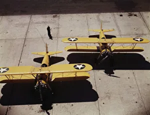 Transparencies Color Gmgpc Gallery: Navy N2S primary land planes at the naval Air Base, Corpus Christi, Texas, 1942