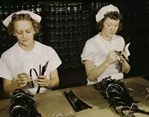 Employee Gallery: Two Navy wives, Eva Herzberg and Elve Burnham... Glenview, Ill. 1942. Creator: Howard Hollem