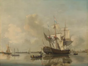 Fine Art Prints: The Navy's Frigate Rotterdam on the Maas off Rotterdam, 1807. Creator: Nicolaus Baur