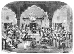 Hookah Prints: The Nawab of Morshedabad at Prayer, from a native drawing, 1857. Creator: Unknown