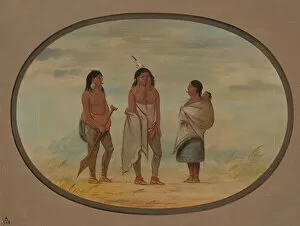 Carrying On Back Collection: Nayas Indian Chief, His Wife, and a Warrior, 1855 / 1869. Creator: George Catlin