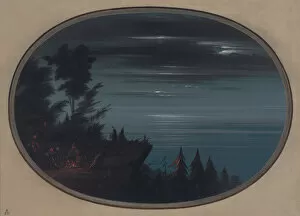 Campfire Gallery: Nayas Village at Night, 1855 / 1869. Creator: George Catlin