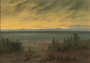 Canoe Gallery: Nayas Village at Sunset, 1855 / 1869. Creator: George Catlin